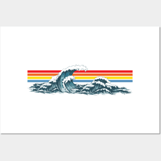 80s Sunset Waves Posters and Art